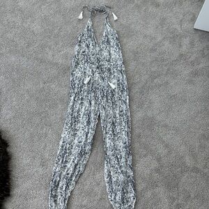 Olivaceous Snake grey White Patterned Jumpsuit